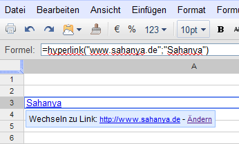 Verlinkter Text in Zelle